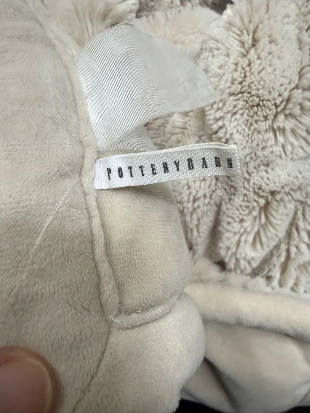 Pottery Barn Ruched Faux Fur Throw Blanket 50x60 Cream EUC